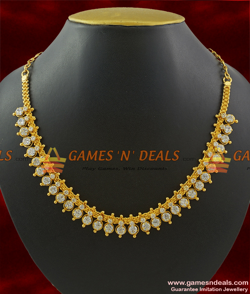 White stone necklace deals designs in gold